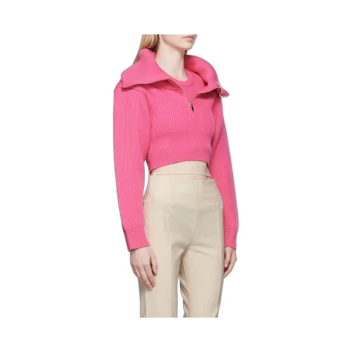 Zip-Up Neck Cropped Jumper