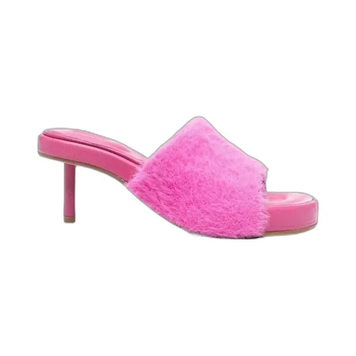 Textured-Finish Open-Toe Mules