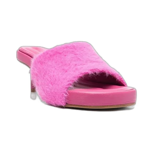 Textured-Finish Open-Toe Mules
