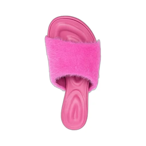 Textured-Finish Open-Toe Mules