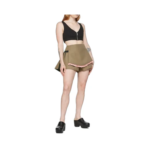 Apron Effect Pleated Detail Shorts