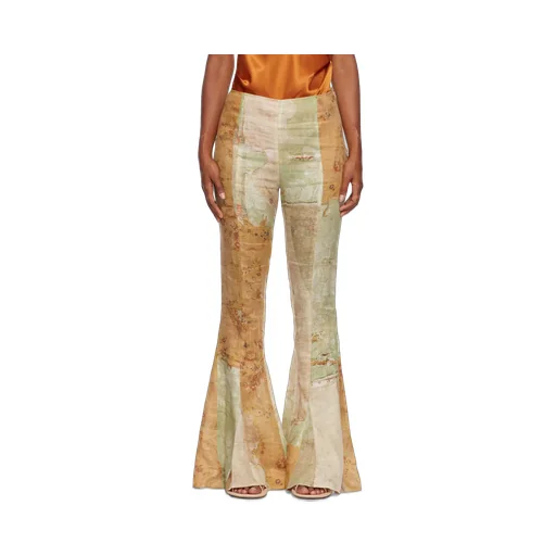 Trompe L'oeil Print Flared Trousers