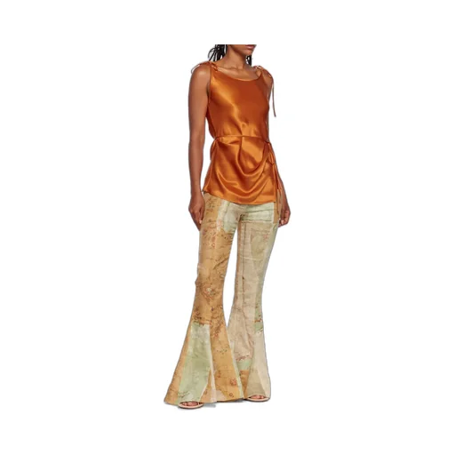 Trompe L'oeil Print Flared Trousers