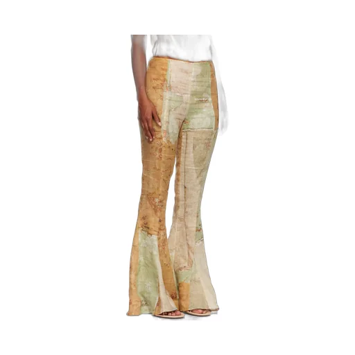 Trompe L'oeil Print Flared Trousers