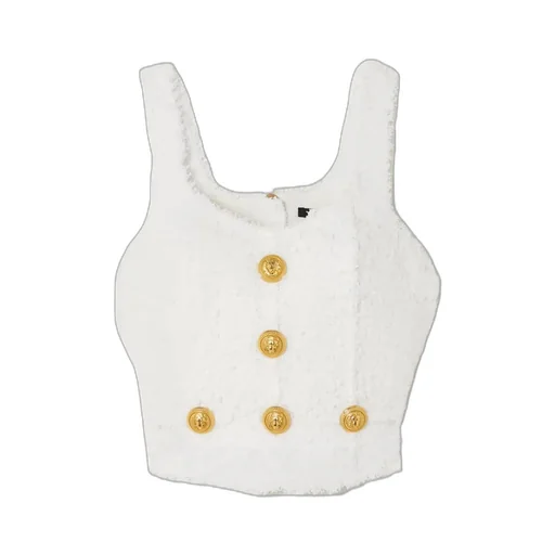 Textured Tweed Sleeveless Top