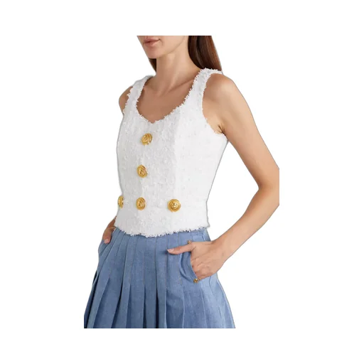 Textured Tweed Sleeveless Top