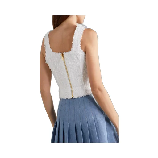 Textured Tweed Sleeveless Top