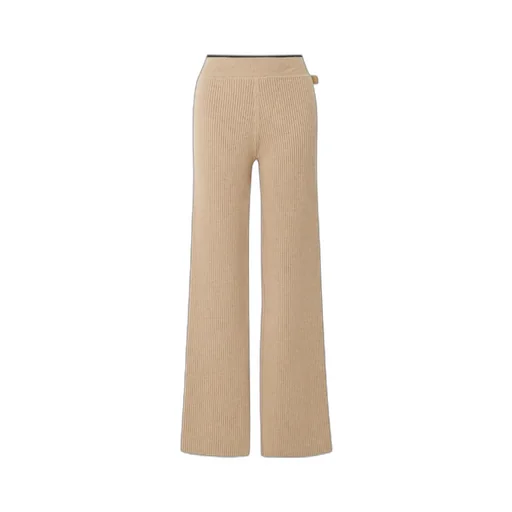 Rib Wool Wide-Leg Casual Pants