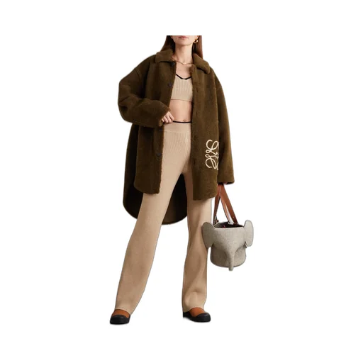 Rib Wool Wide-Leg Casual Pants