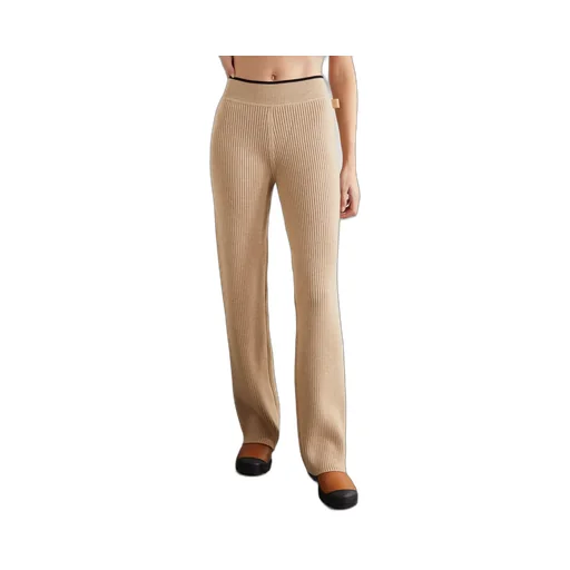 Rib Wool Wide-Leg Casual Pants