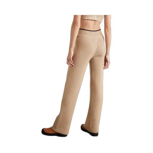 Rib Wool Wide-Leg Casual Pants