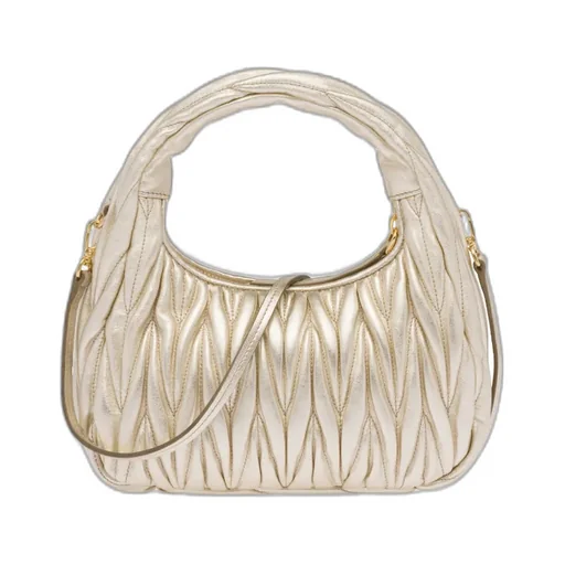 Miu Wander Matelassé Nappa Leather Mini Hobo Bag