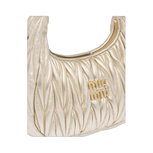 Miu Wander Matelassé Nappa Leather Mini Hobo Bag