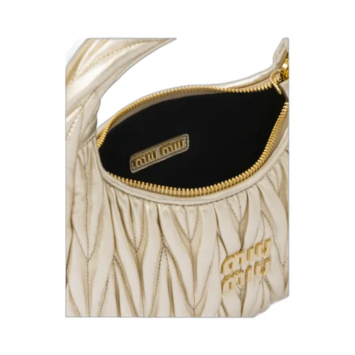 Miu Wander Matelassé Nappa Leather Mini Hobo Bag