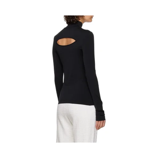 Digged And Cut Stretch Knitted Pullover