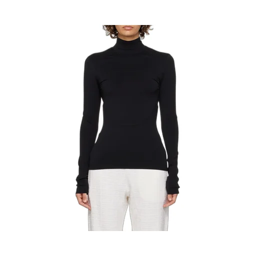 Digged And Cut Stretch Knitted Pullover