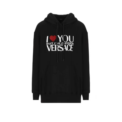 Versace Logo Printed Long Sleeved Hoodie