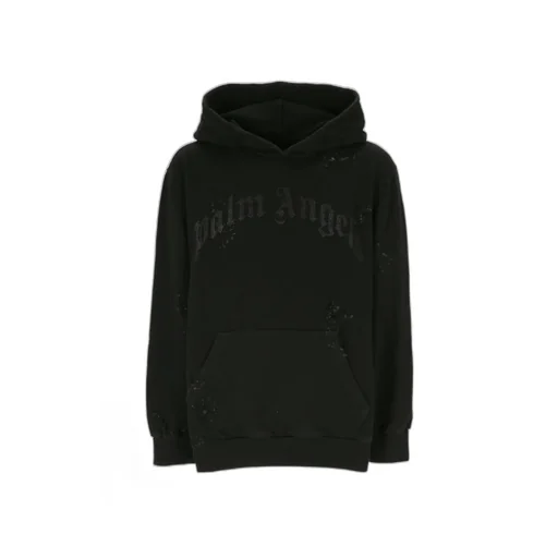 Logo-Print Distressed Hoodie