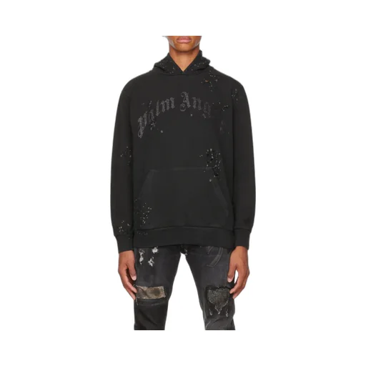 Logo-Print Distressed Hoodie