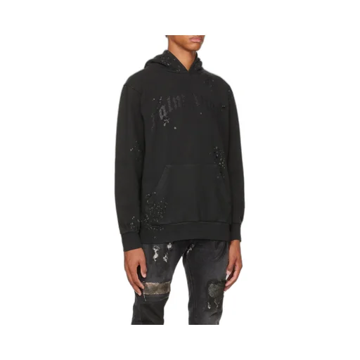 Logo-Print Distressed Hoodie
