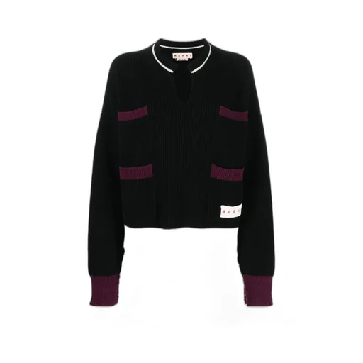 Shetland Wool And Cotton Cropped Crewneck Sweater