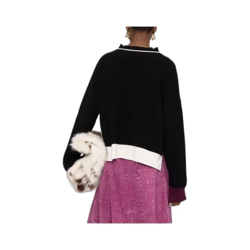 Shetland Wool And Cotton Cropped Crewneck Sweater