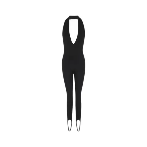 Saint Laurent Halterneck Open-Back Sleeveless Jumpsuit