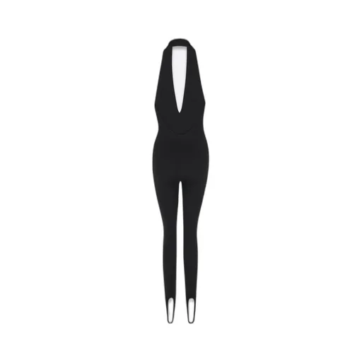 Saint Laurent Halterneck Open-Back Sleeveless Jumpsuit