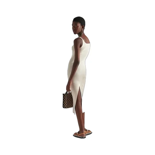 Prada Logo Intarsia-Knit Sleeveless Midi Dress
