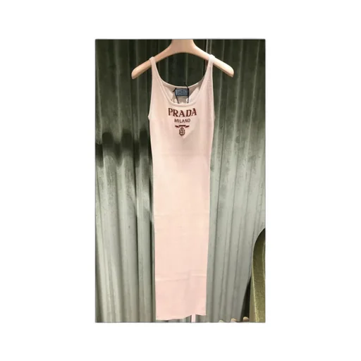 Prada Logo Intarsia-Knit Sleeveless Midi Dress