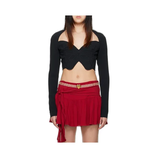Butterfly-Motif Cropped Top