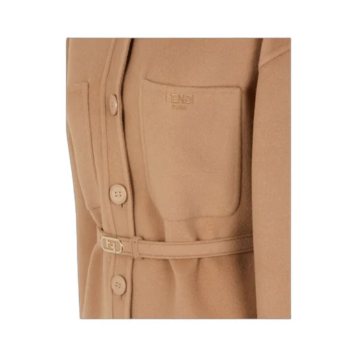 Fendi Logo Plaque Belted Jacket