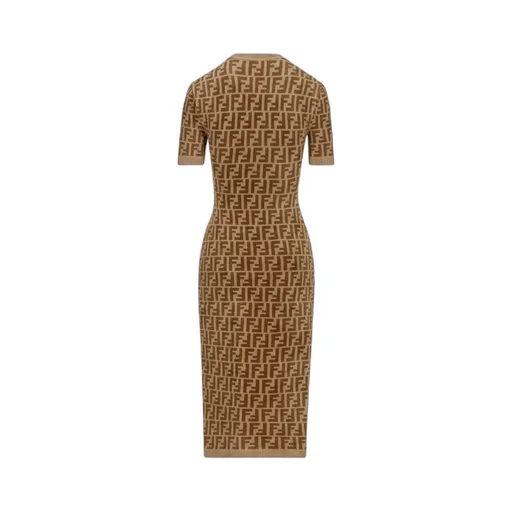Fendi All-Over Ff Printed Knitted Midi Dress