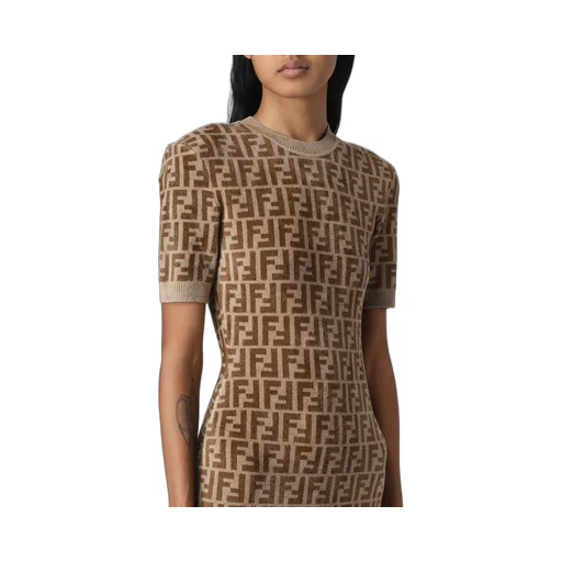 Fendi All-Over Ff Printed Knitted Midi Dress