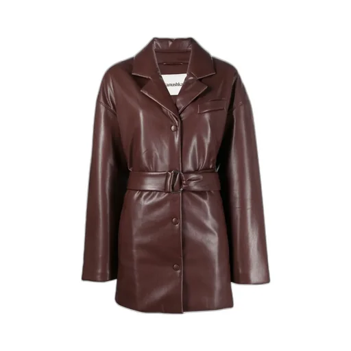 Belted Faux-Leather Blazer