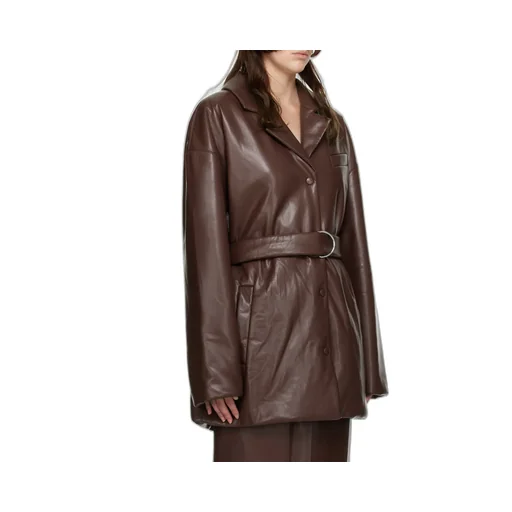 Belted Faux-Leather Blazer