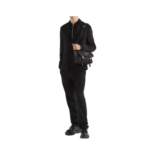 Prada Logo Plaque Fold-Over Shoulder Bag