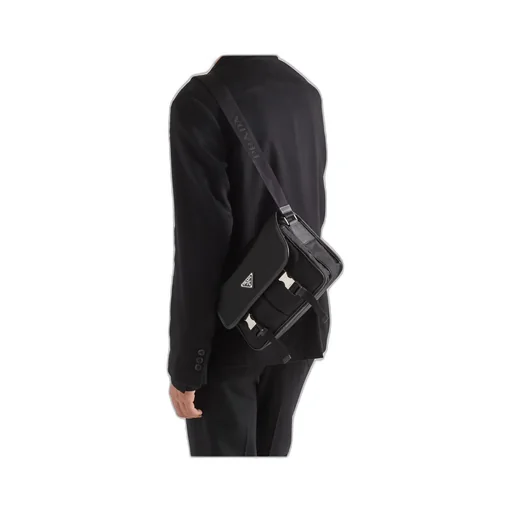 Prada Logo Plaque Fold-Over Shoulder Bag