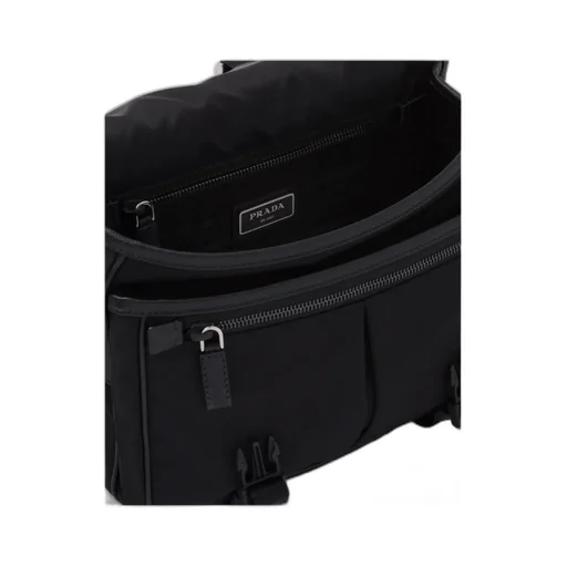 Prada Logo Plaque Fold-Over Shoulder Bag