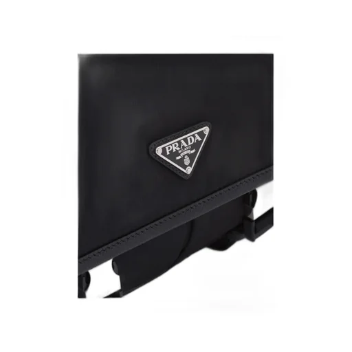 Prada Logo Plaque Fold-Over Shoulder Bag