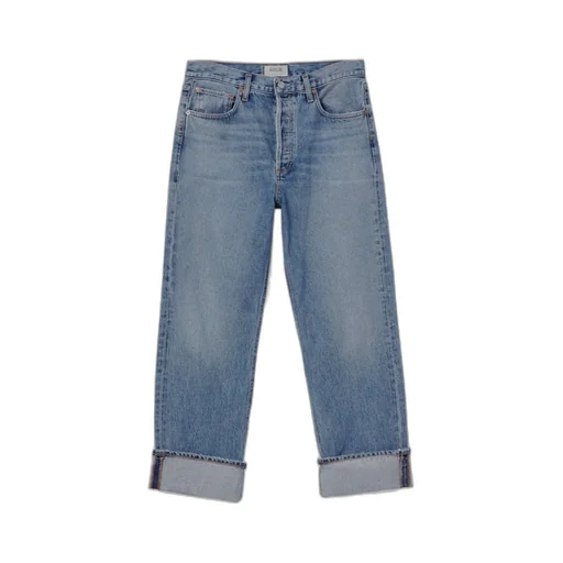 Agolde Fran Buttoned Straight-Leg Jeans