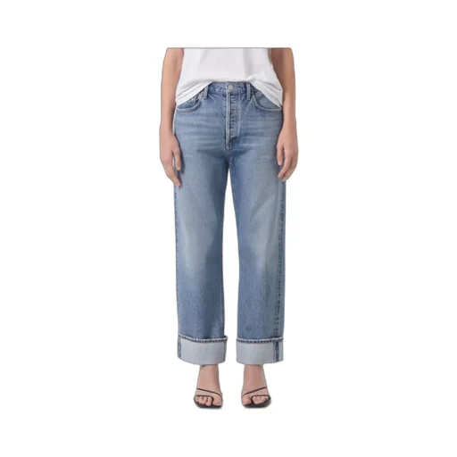 Agolde Fran Buttoned Straight-Leg Jeans