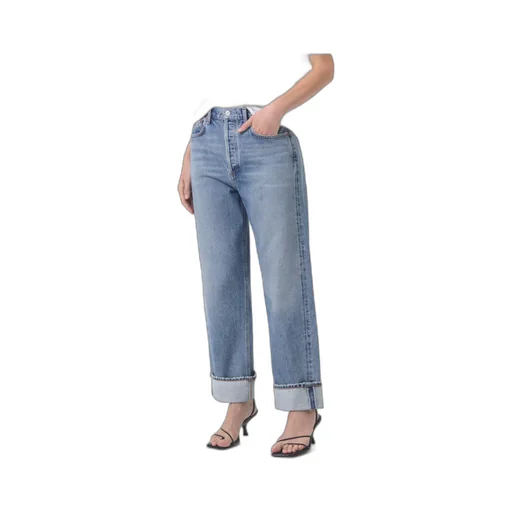 Agolde Fran Buttoned Straight-Leg Jeans