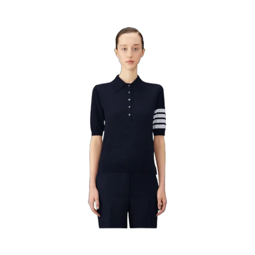 Thom Browne 4-Bar Button Detailed Short-Sleeved Polo Shirt