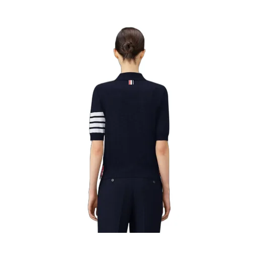 Thom Browne 4-Bar Button Detailed Short-Sleeved Polo Shirt