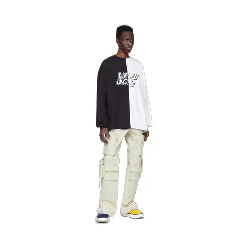 Round Collar Color Matching Long-Sleeved T-Shirt
