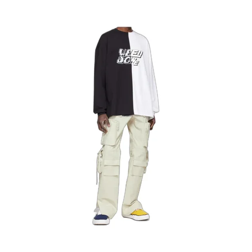 Round Collar Color Matching Long-Sleeved T-Shirt