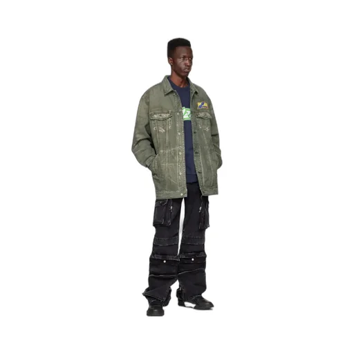 Logo Lapel Denim Coat