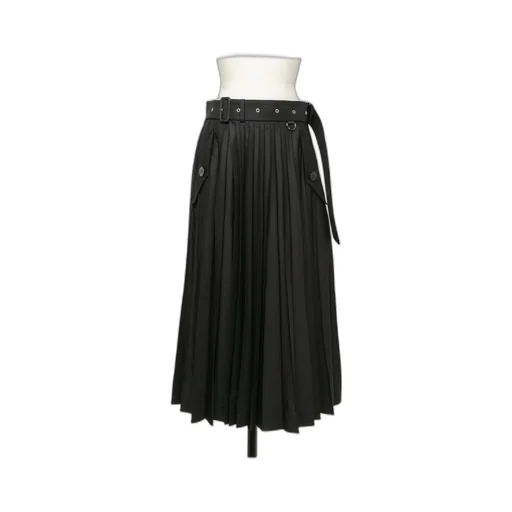 Sacai Belted Pleated Midi Skirt