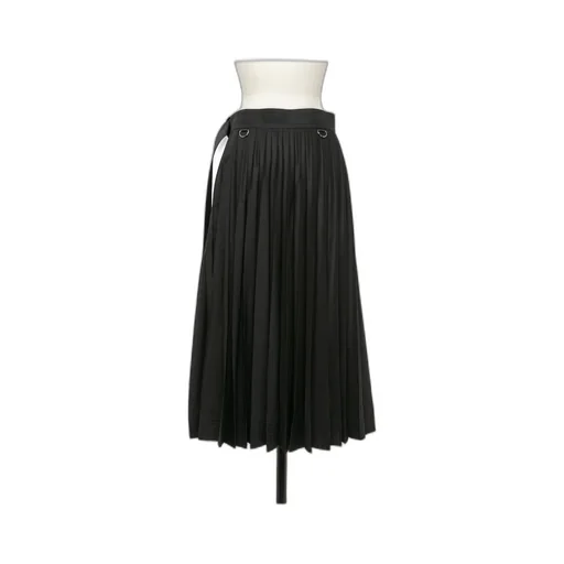 Sacai Belted Pleated Midi Skirt